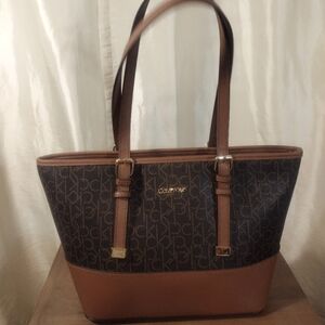 Calvin Klein Hudson tote monogram shoulder bag purse